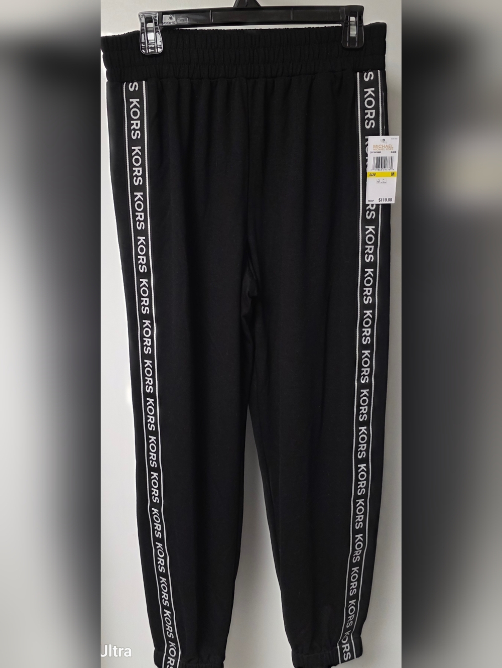 Michael Kors Women's Black Joggers with White Logo Sides